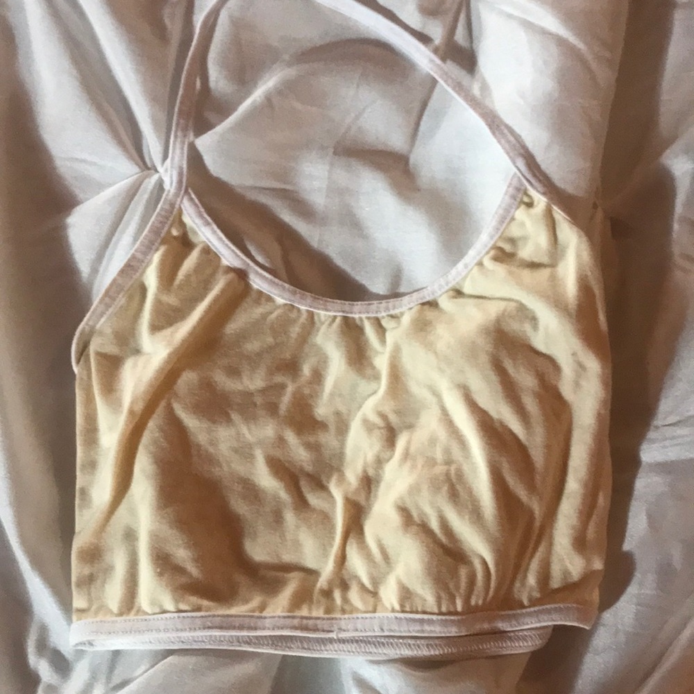 Pastel yellow with white lining crop top